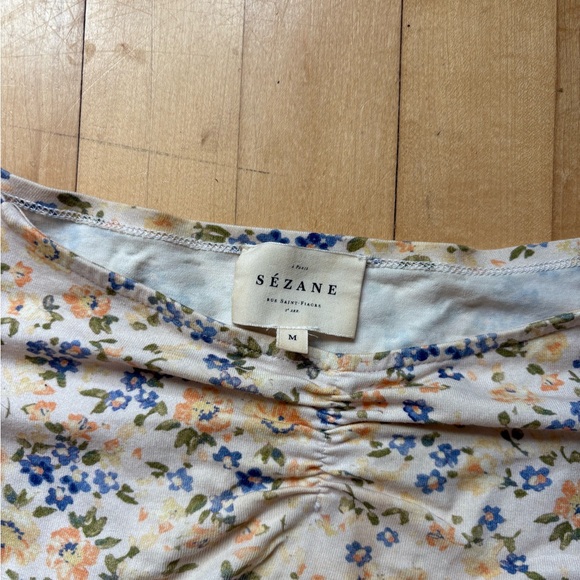 Sezane Floral Bodysuit in Yellow and Blue - Picture 5 of 5